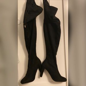 Suede thigh high boots